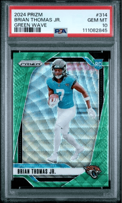 Graded 2024 Panini Prizm Brian Thomas Jr #314 Green Wave Rookie RC Football Card PSA 10 Gem Mint