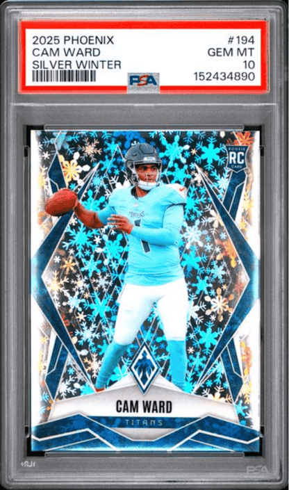 Graded 2025 Panini Phoenix Cam Ward #194 Silver Winter Rookie RC Football Card PSA 10 Gem Mint