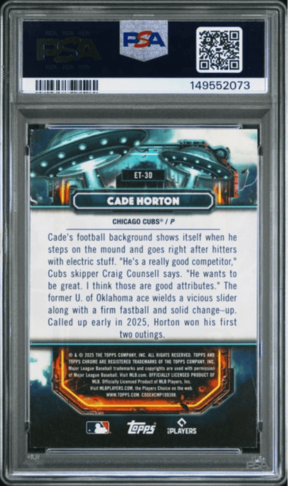 Graded 2025 Topps Cosmic Chrome Cade Horton #30 Extraterrestrial Talent Rookie RC Baseball Card PSA 10 Gem Mint