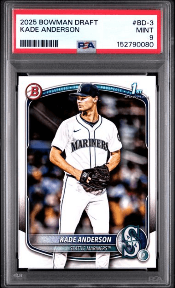 Graded 2025 Topps Bowman Draft Kade Anderson #BD3 Rookie RC Baseball Card PSA 9 Mint
