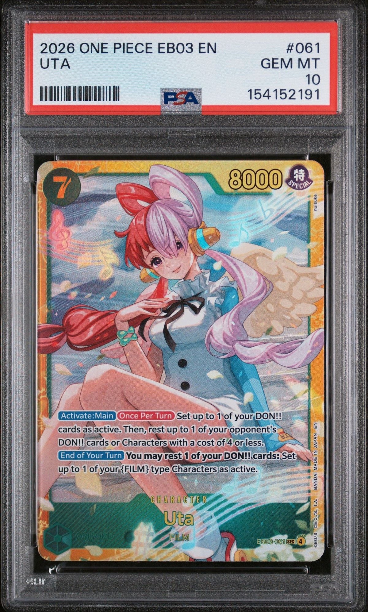 Graded 2026 One Piece EN Uta #061 EB03 Heroines Edition Trading Card Game PSA 10 Gem Mint