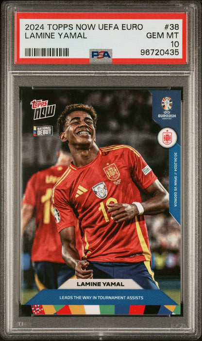 Graded 2024 Topps Now UEFA Euro Lamine Yamal #38 Soccer Card PSA 10 Gem Mint
