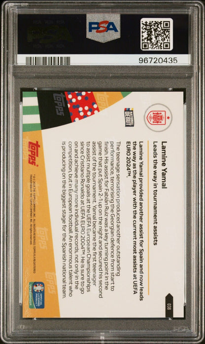 Graded 2024 Topps Now UEFA Euro Lamine Yamal #38 Soccer Card PSA 10 Gem Mint