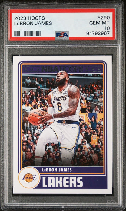 Graded 2023 Panini NBA Hoops LeBron James #290 Basketball Card PSA 10 Gem Mint
