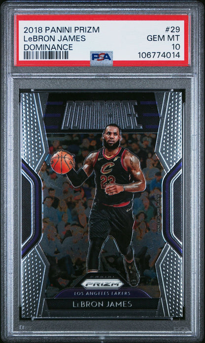 Graded 2018 Panini Prizm LeBron James #29 Dominance Basketball Card PSA 10 Gem Mint