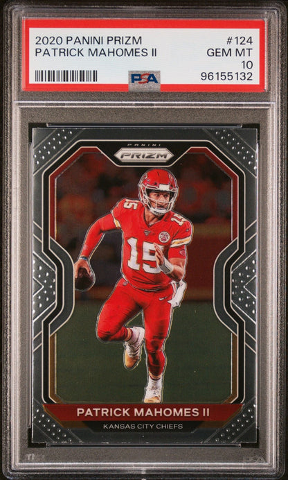 Graded 2020 Panini Prizm Patrick Mahomes II #124 Football Card PSA 10 Gem Mint