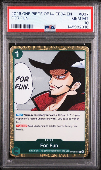 Graded 2026 EN One Piece For Fun #037 EB04 OP14 Trading Card Game PSA 10 Gem Mint