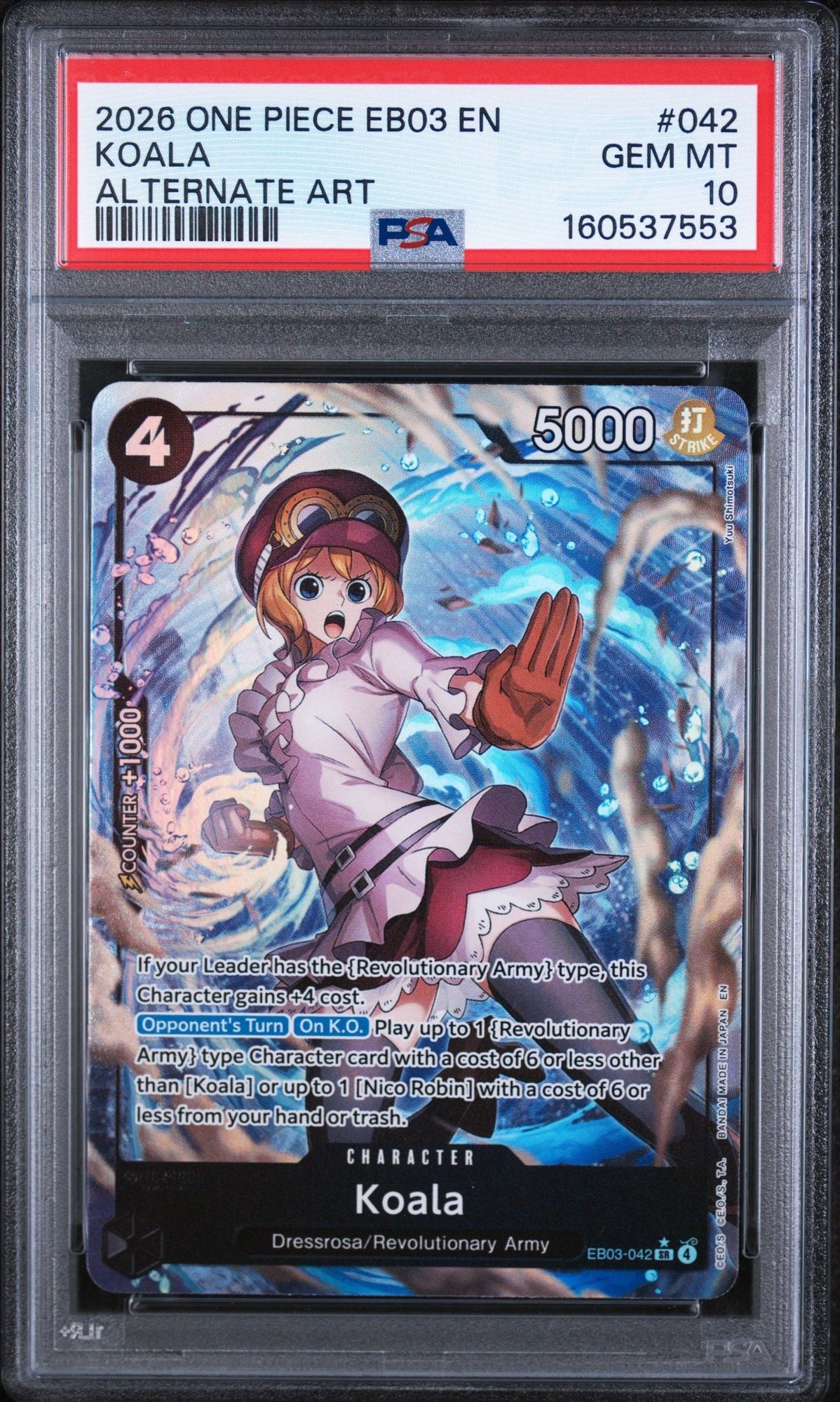 Graded 2026 One Piece Koala #042 Alt Art EB03 Trading Card Game PSA 10 Gem Mint