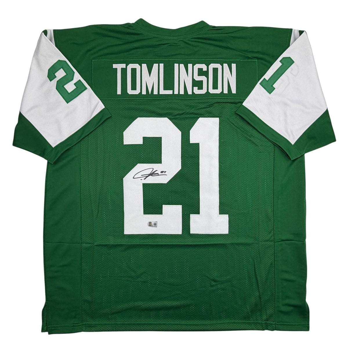 Autographed/Signed LaDainian Tomlinson New York Green Football Jersey Beckett BAS COA