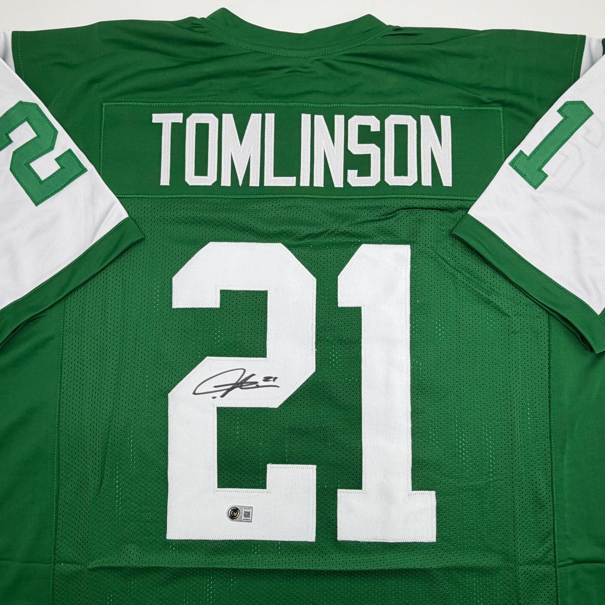 Autographed/Signed LaDainian Tomlinson New York Green Football Jersey Beckett BAS COA