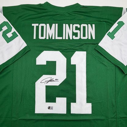 Autographed/Signed LaDainian Tomlinson New York Green Football Jersey Beckett BAS COA