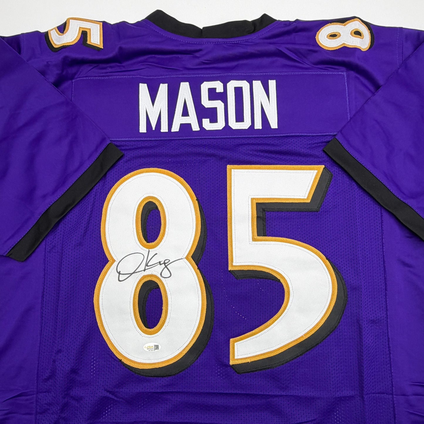 Autographed/Signed Derrick Mason Baltimore Purple Football Jersey Beckett BAS COA