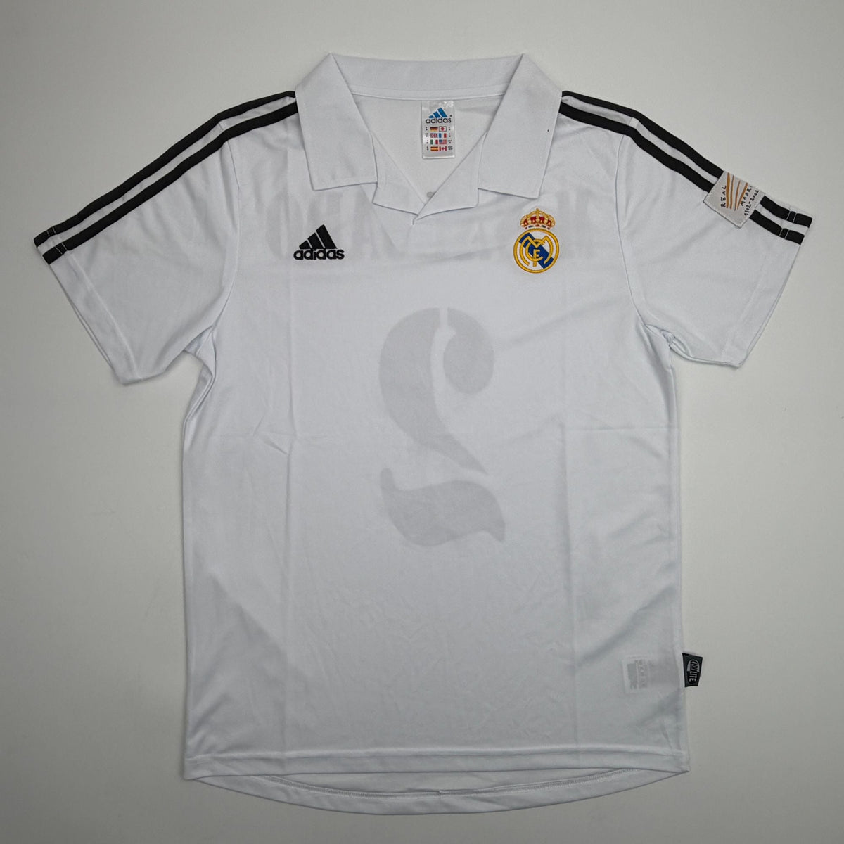 Autographed/Signed Michel Salgado Real Madrid White Soccer Futbol Jersey Beckett BAS COA