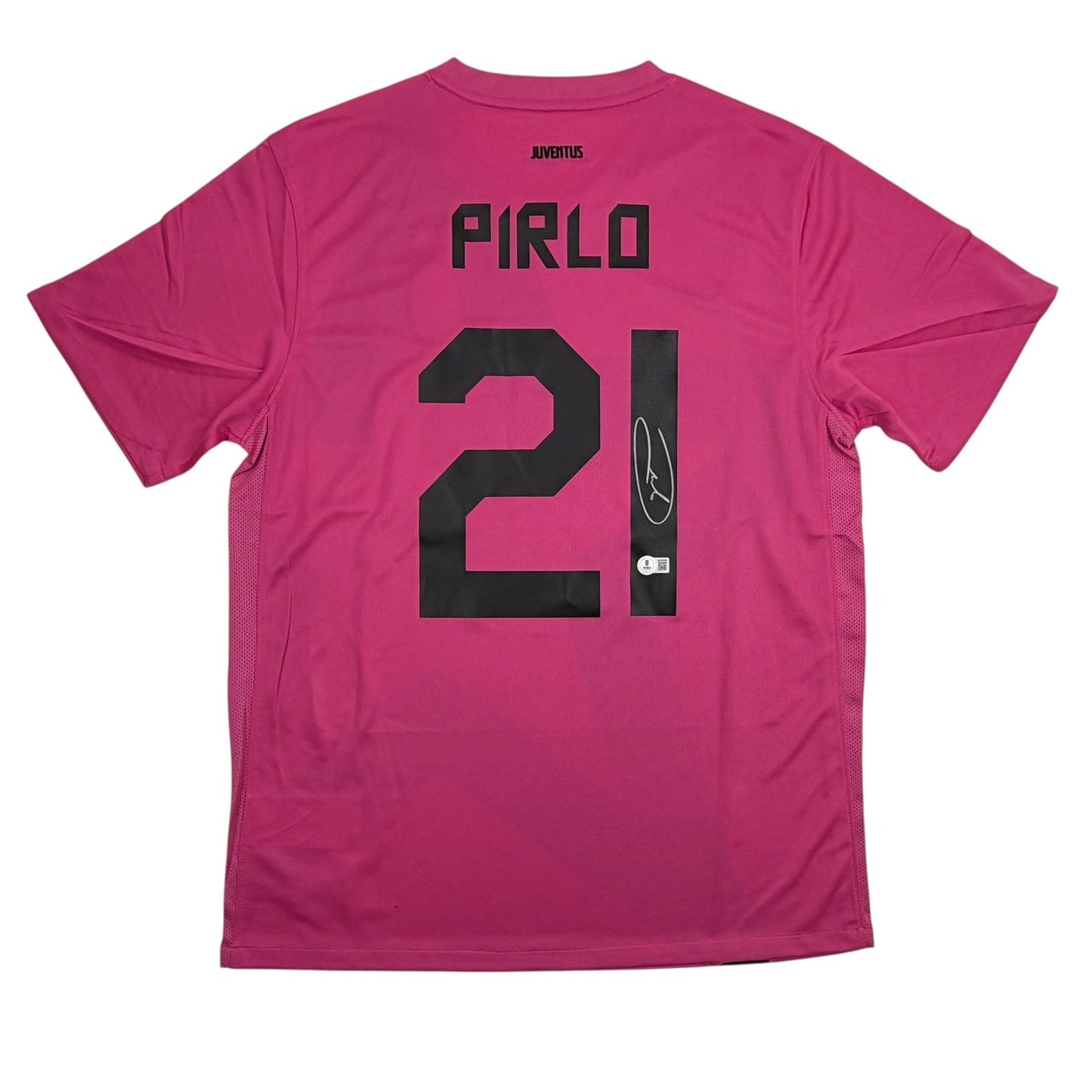 Autographed/Signed Andrea Pirlo Juventus Pink Soccer Jersey Beckett BAS COA