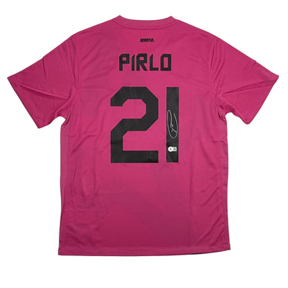 Autographed/Signed Andrea Pirlo Juventus Pink Soccer Jersey Beckett BAS COA