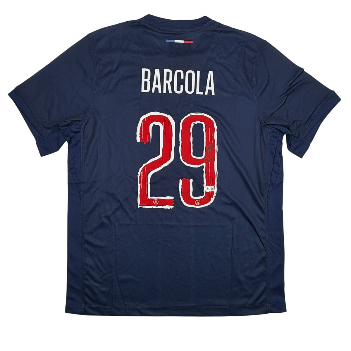 Autographed/Signed Bradley Barcola PSG Paris Saint Germain Blue Soccer Futbol Jersey Beckett BAS COA #2