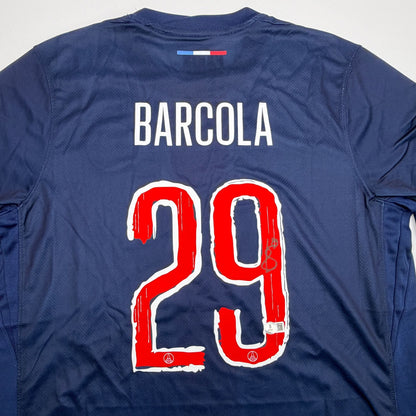 Autographed/Signed Bradley Barcola PSG Paris Saint Germain Blue Soccer Futbol Jersey Beckett BAS COA #2