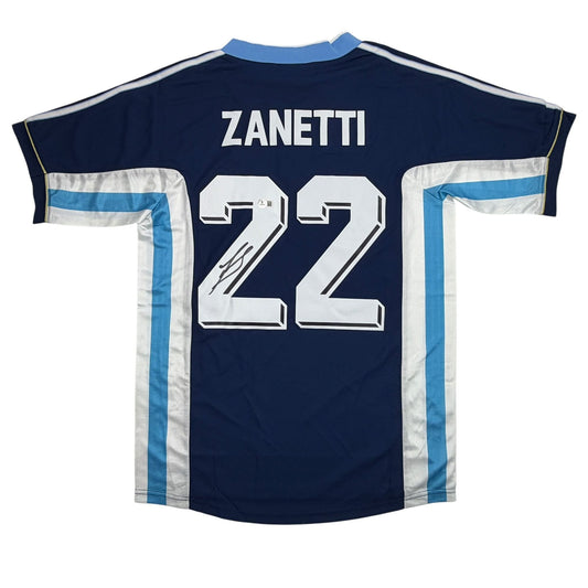 Autographed/Signed Javier Zanetti Argentina Blue #22 Soccer World Cup Jersey Beckett BAS COA