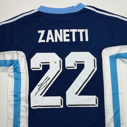 Autographed/Signed Javier Zanetti Argentina Blue #22 Soccer World Cup Jersey Beckett BAS COA