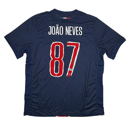 Autographed/Signed Joao Neves PSG Paris Saint Germain Blue Soccer Futbol Jersey Beckett BAS COA #2