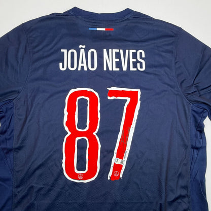 Autographed/Signed Joao Neves PSG Paris Saint Germain Blue Soccer Futbol Jersey Beckett BAS COA #2