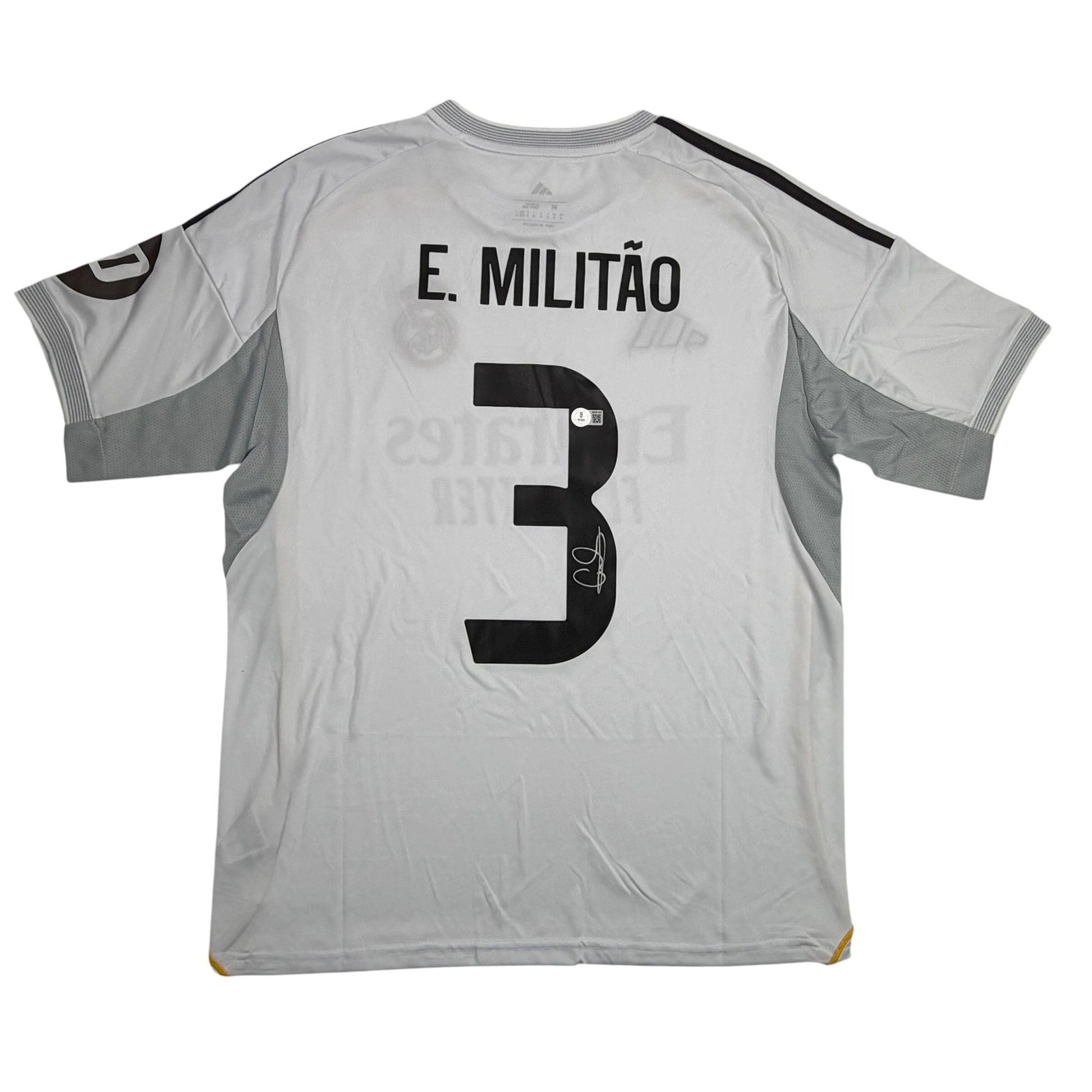 Autographed/Signed Eder Militao Real Madrid White Soccer Futbol Jersey Beckett BAS COA