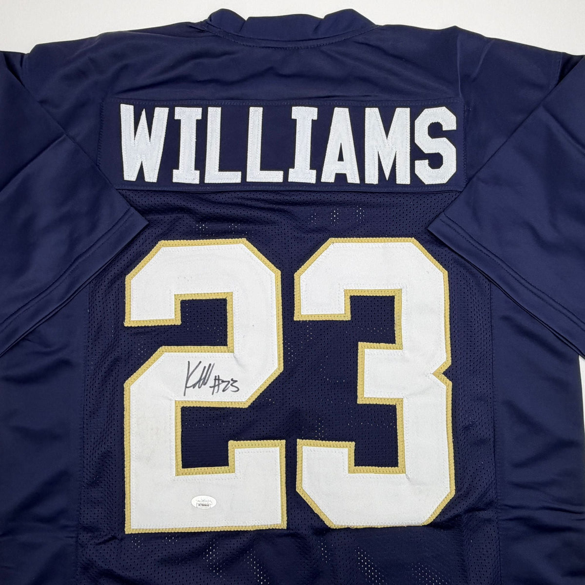 Autographed/Signed Kyren Williams Notre Dame Blue College Football Jersey JSA COA
