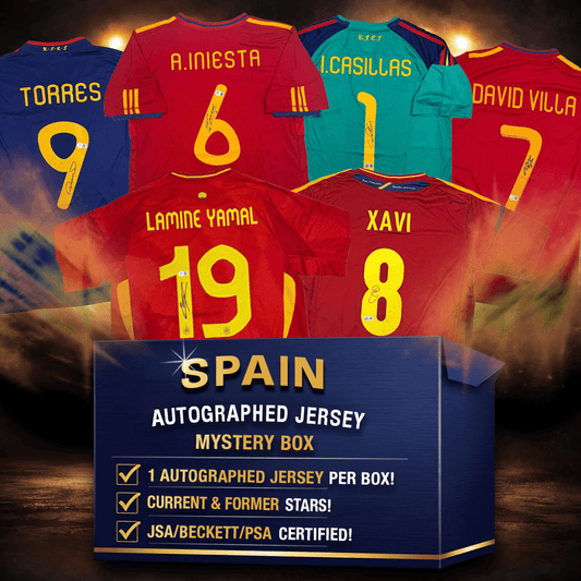 Spain Soccer Autographed/Signed Jersey Mystery Box with PSA JSA or Beckett COA