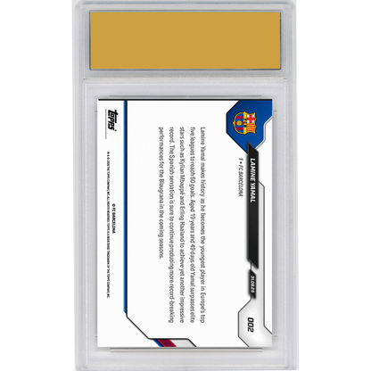 Graded 2026 Topps Now Lamine Yamal #002 Youngest Ever to Score 50 Goals in Euorpe's Top 5 Leagues FC Barcelona Soccer Card HOFSM  10 Gem Mint