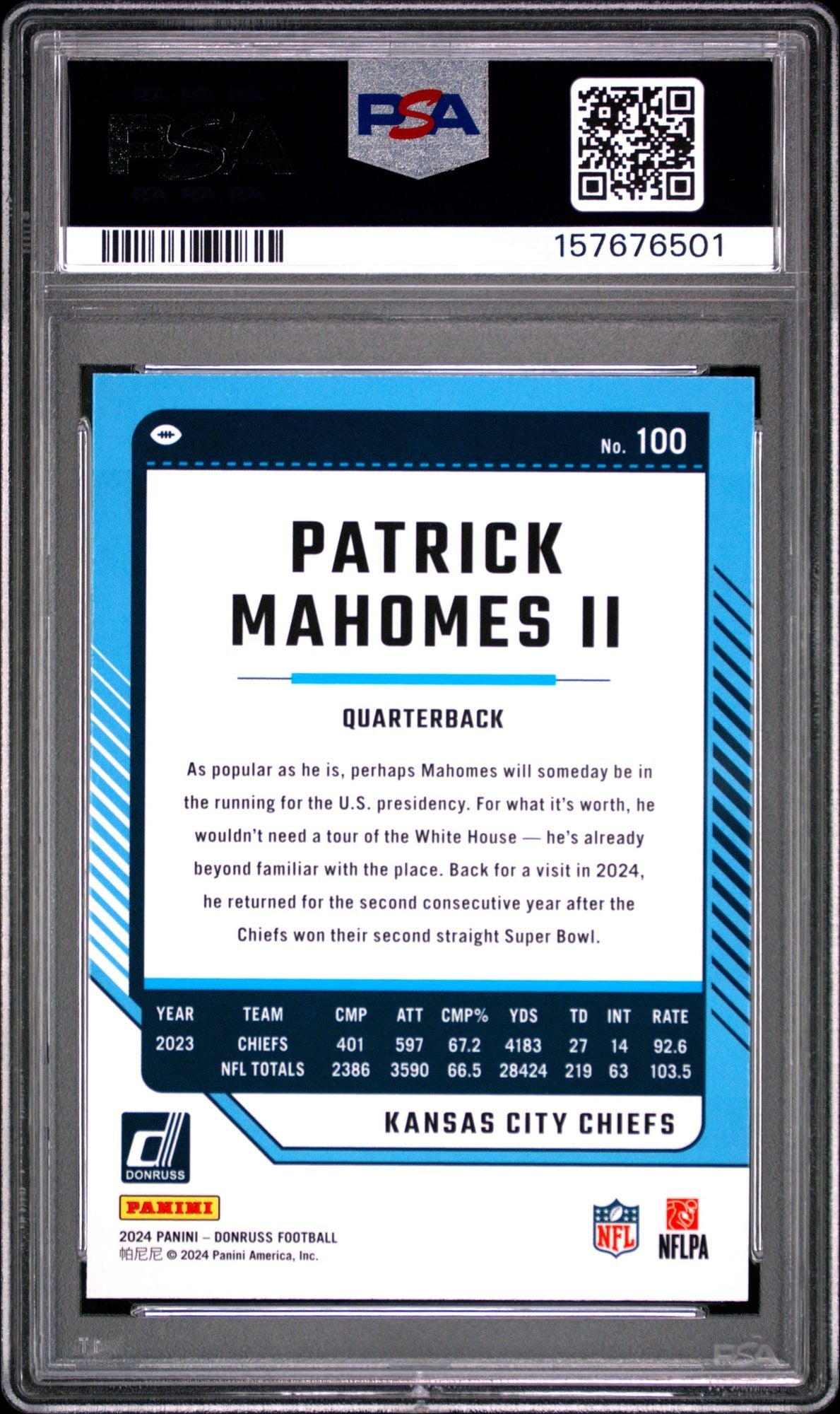 Graded 2019 Panini Chronicles Patrick Mahomes II #S18 Studio Football Card PSA 10 Gem Mint