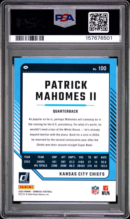 Graded 2019 Panini Chronicles Patrick Mahomes II #S18 Studio Football Card PSA 10 Gem Mint