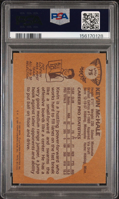 Graded 1981 Topps Kevin McHale #75 East Autographed Rookie RC Basketball Card PSA/DNA Auto 10