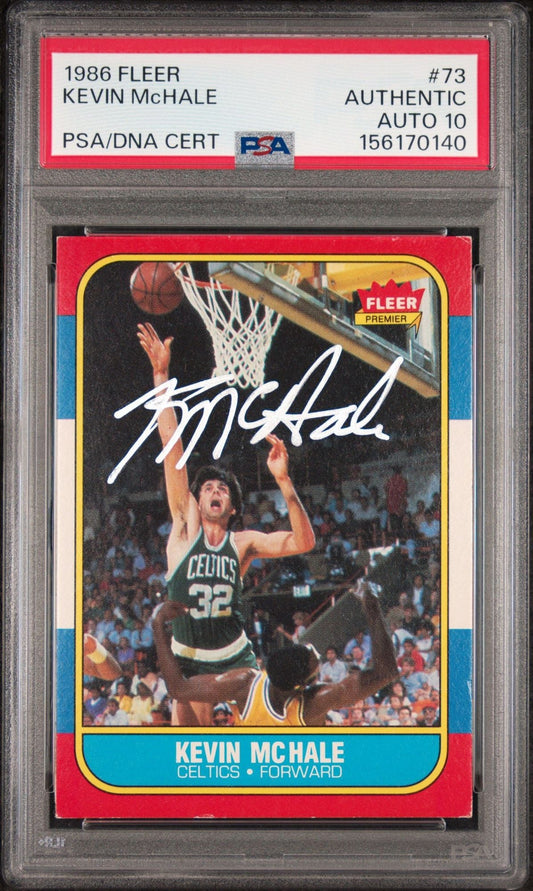 Graded 1986 Fleer Kevin McHale #73 Autographed Basketball Card PSA/DNA Auto 10
