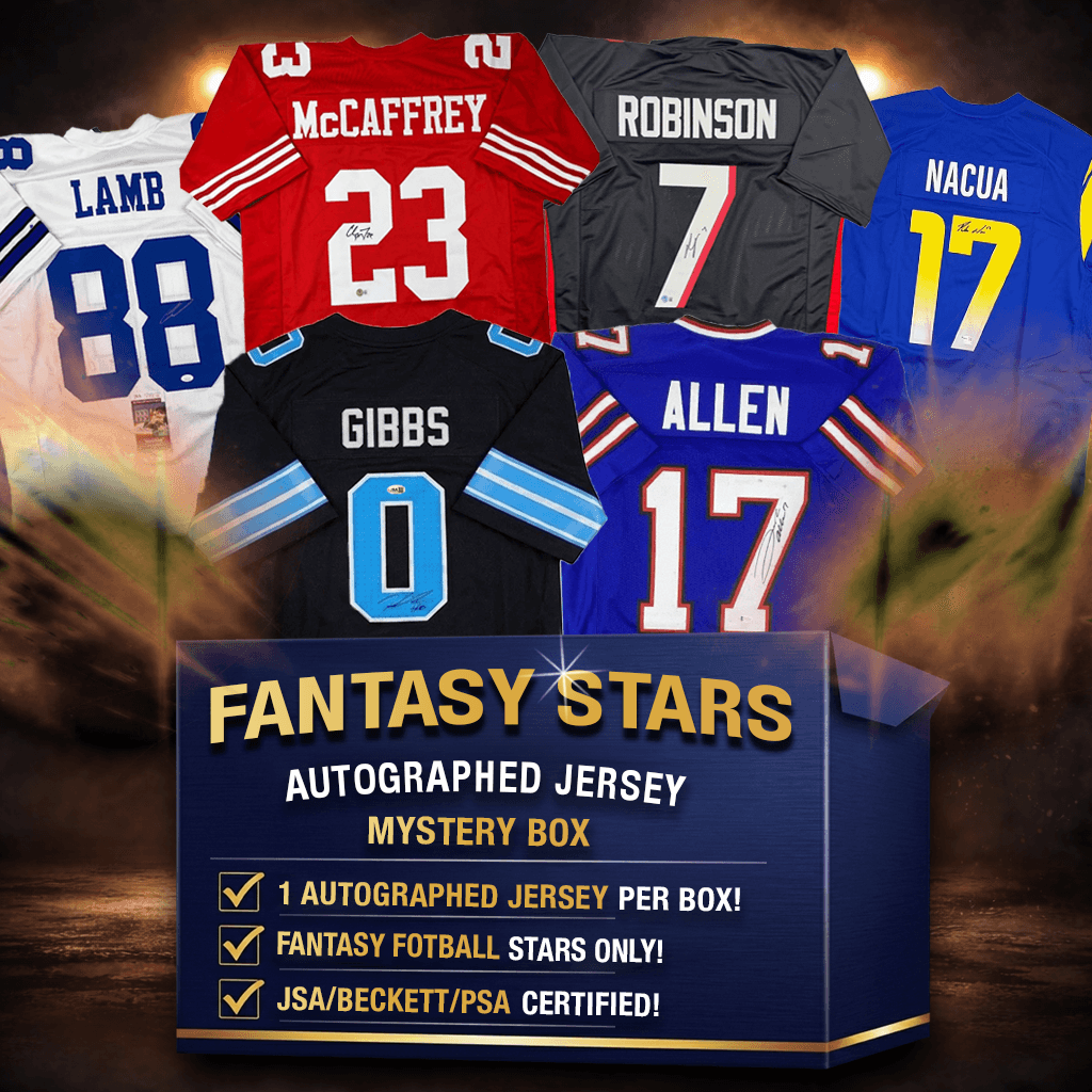 Fantasy Football Stars! Autographed/Signed Jersey Mystery Box with PSA JSA or Beckett COA