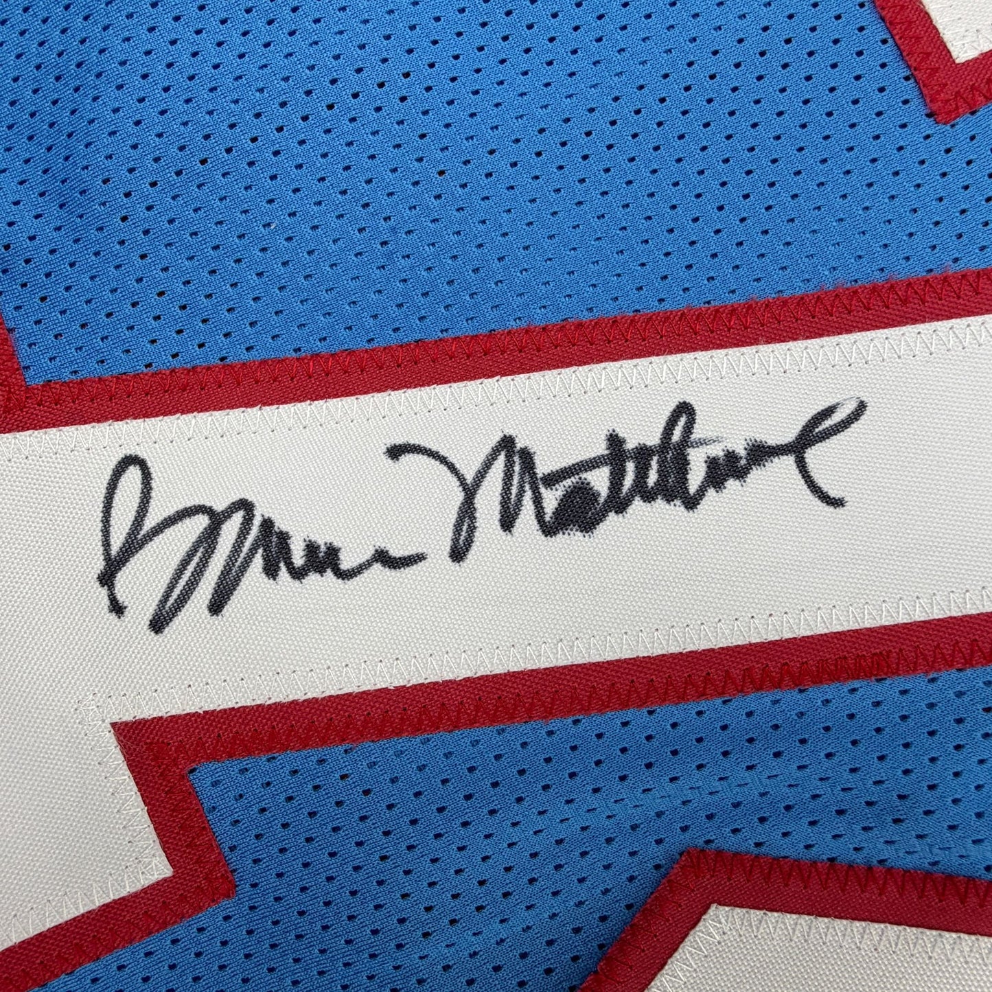 Autographed/Signed Bruce Matthews Houston Blue Football Jersey Beckett BAS COA