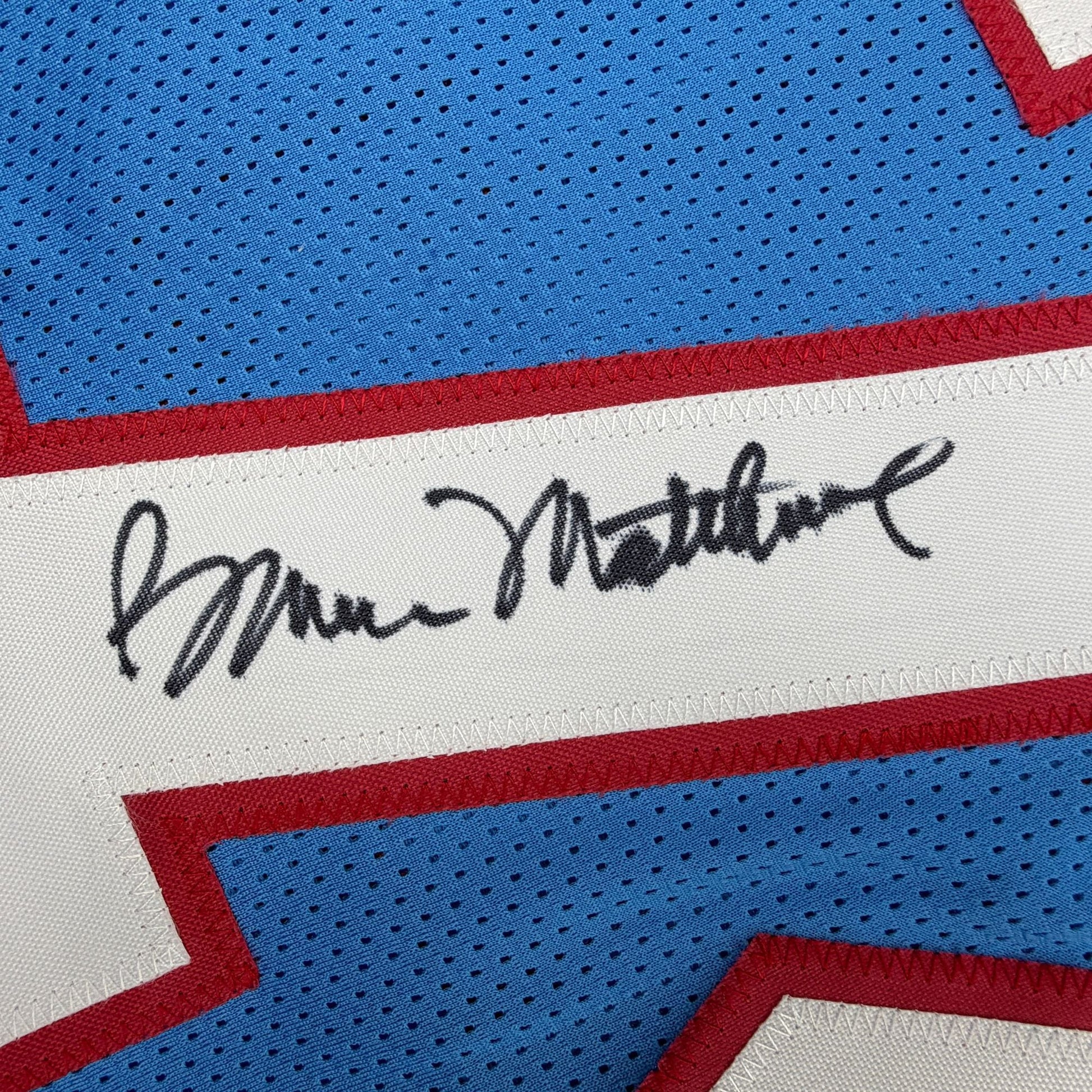 Autographed/Signed Bruce Matthews Houston Blue Football Jersey Beckett BAS COA