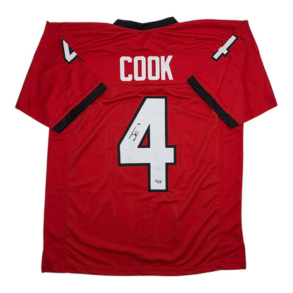 Autographed/Signed James Cook Georgia Red College Football Jersey Beckett BAS COA
