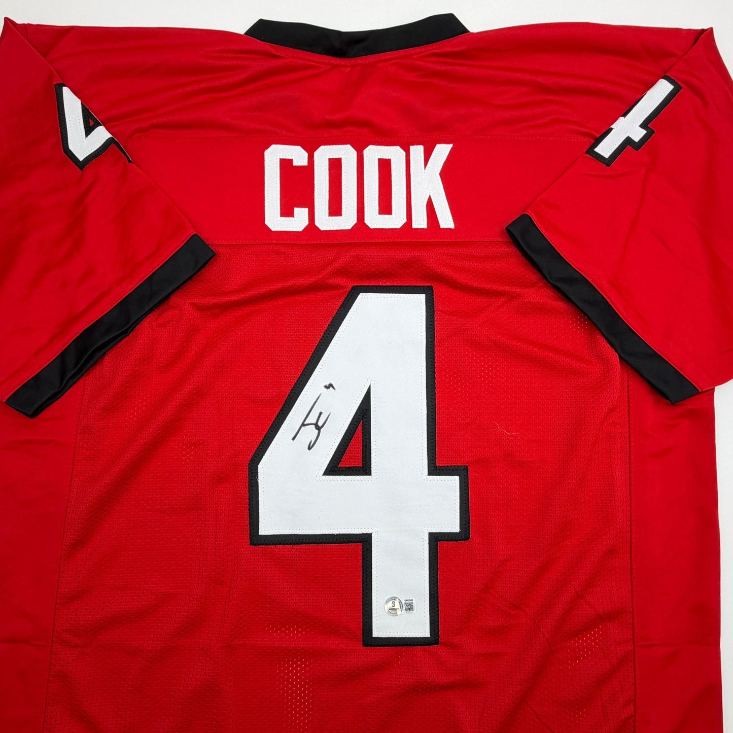 Autographed/Signed James Cook Georgia Red College Football Jersey Beckett BAS COA