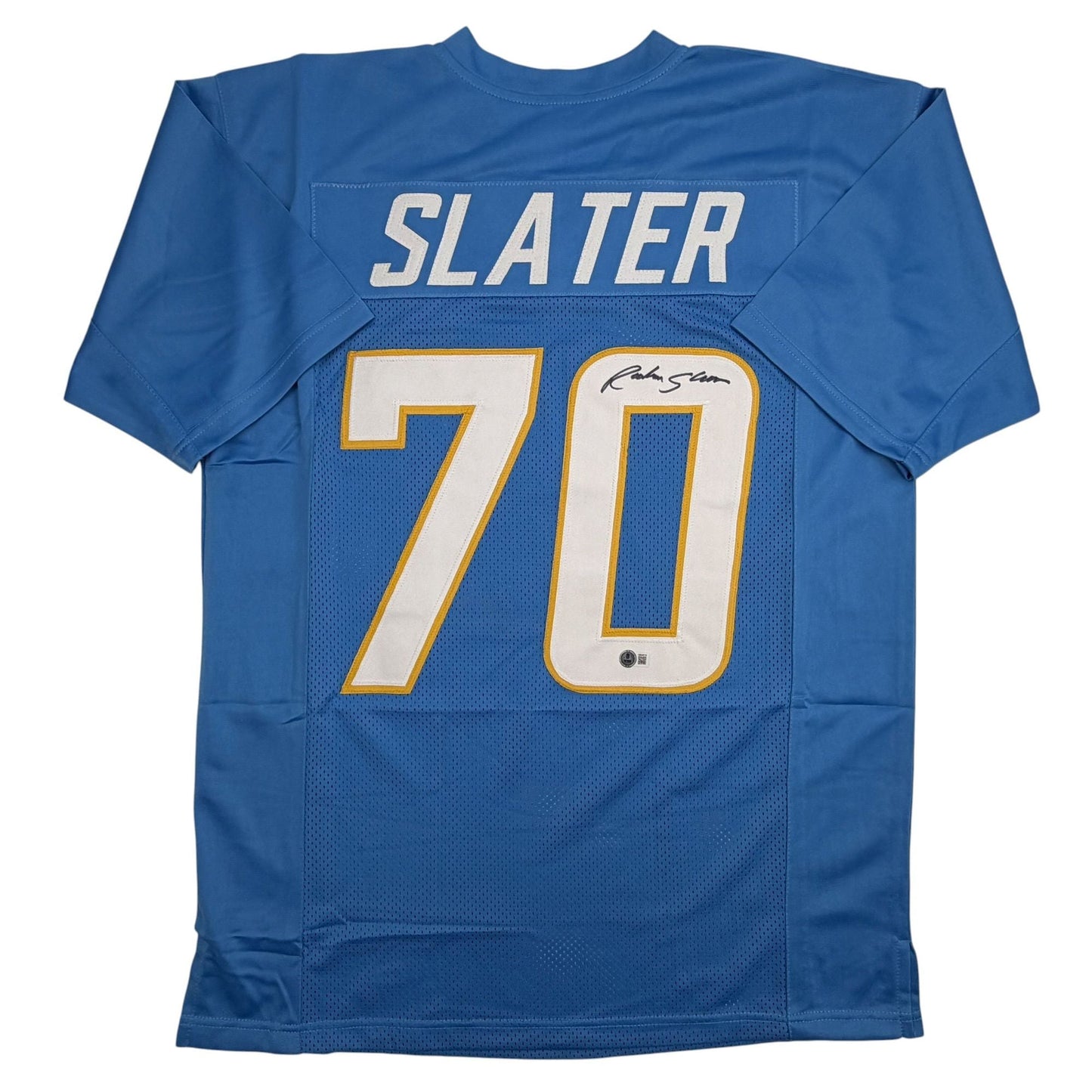 Autographed/Signed Rashawn Slater Los Angeles San Diego Powder Blue Football Jersey Beckett BAS COA