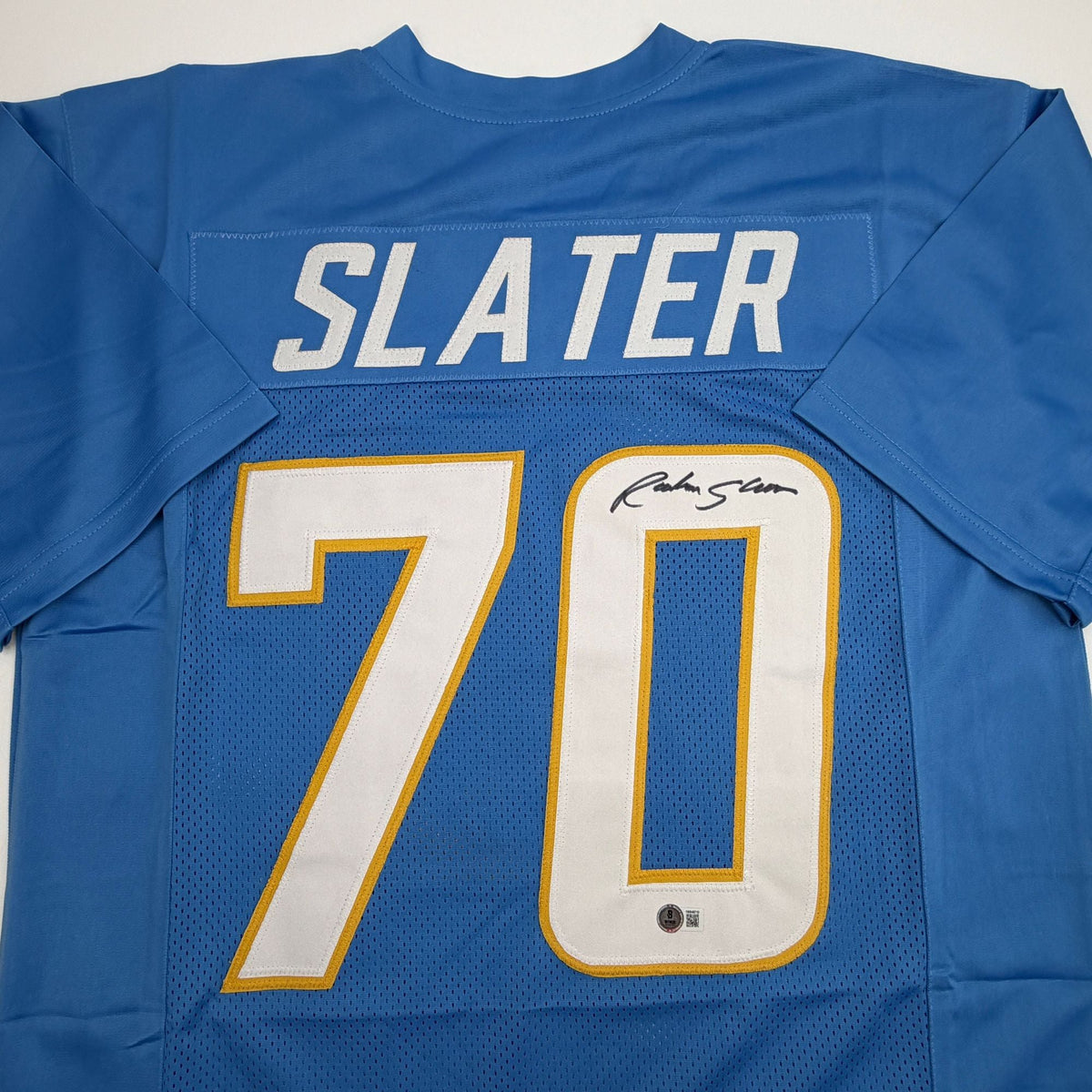 Autographed/Signed Rashawn Slater Los Angeles San Diego Powder Blue Football Jersey Beckett BAS COA