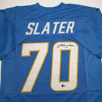 Autographed/Signed Rashawn Slater Los Angeles San Diego Powder Blue Football Jersey Beckett BAS COA