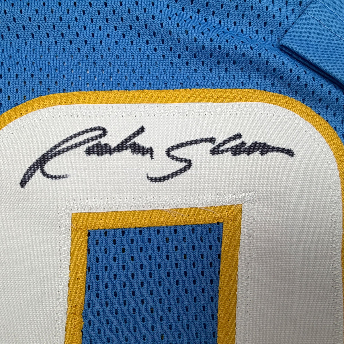Autographed/Signed Rashawn Slater Los Angeles San Diego Powder Blue Football Jersey Beckett BAS COA