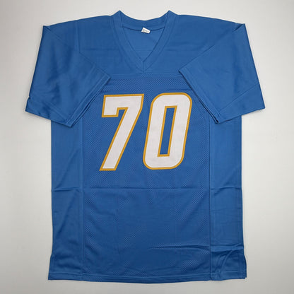 Autographed/Signed Rashawn Slater Los Angeles San Diego Powder Blue Football Jersey Beckett BAS COA