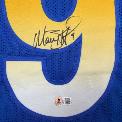 Autographed/Signed Matthew Stafford Los Angeles LA Blue Football Jersey Beckett BAS COA