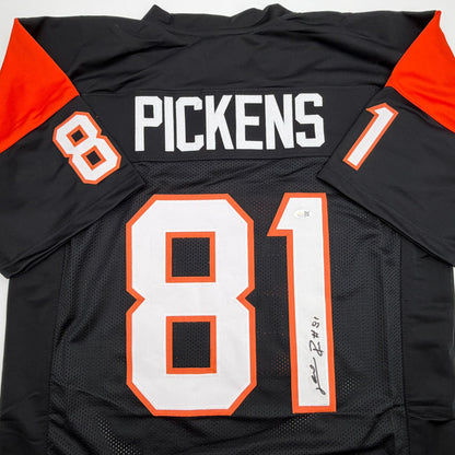 Autographed/Signed Carl Pickens Cincinnati Black Football Jersey JSA COA