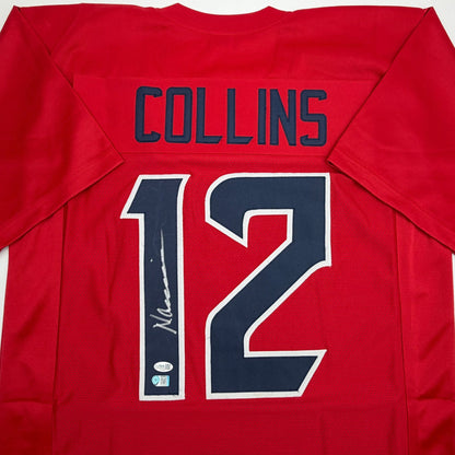 Autographed/Signed Nico Collins Houston Red Football Jersey JSA COA