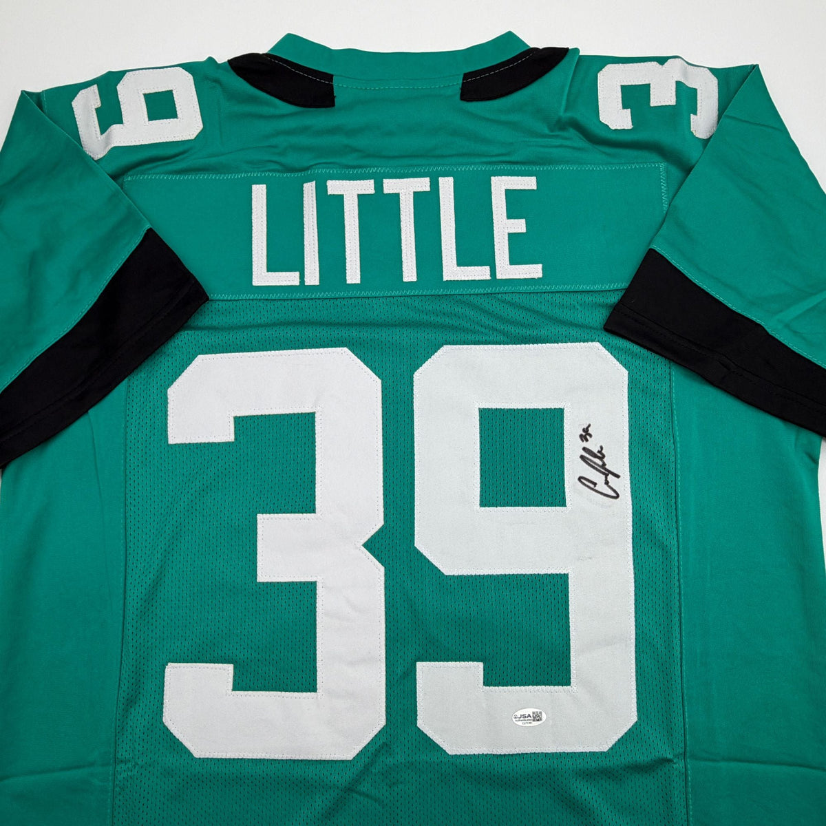 Autographed/Signed Cam Little Jacksonville Teal Football Jersey JSA COA