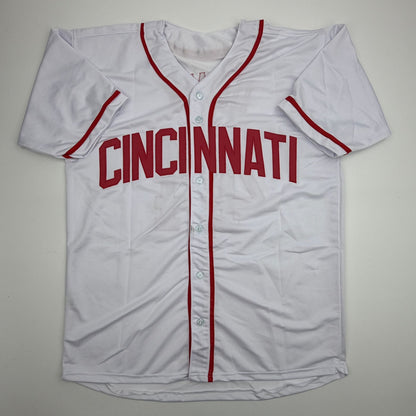 Autographed/Signed Adam Dunn Cincinnati White Baseball Jersey JSA COA