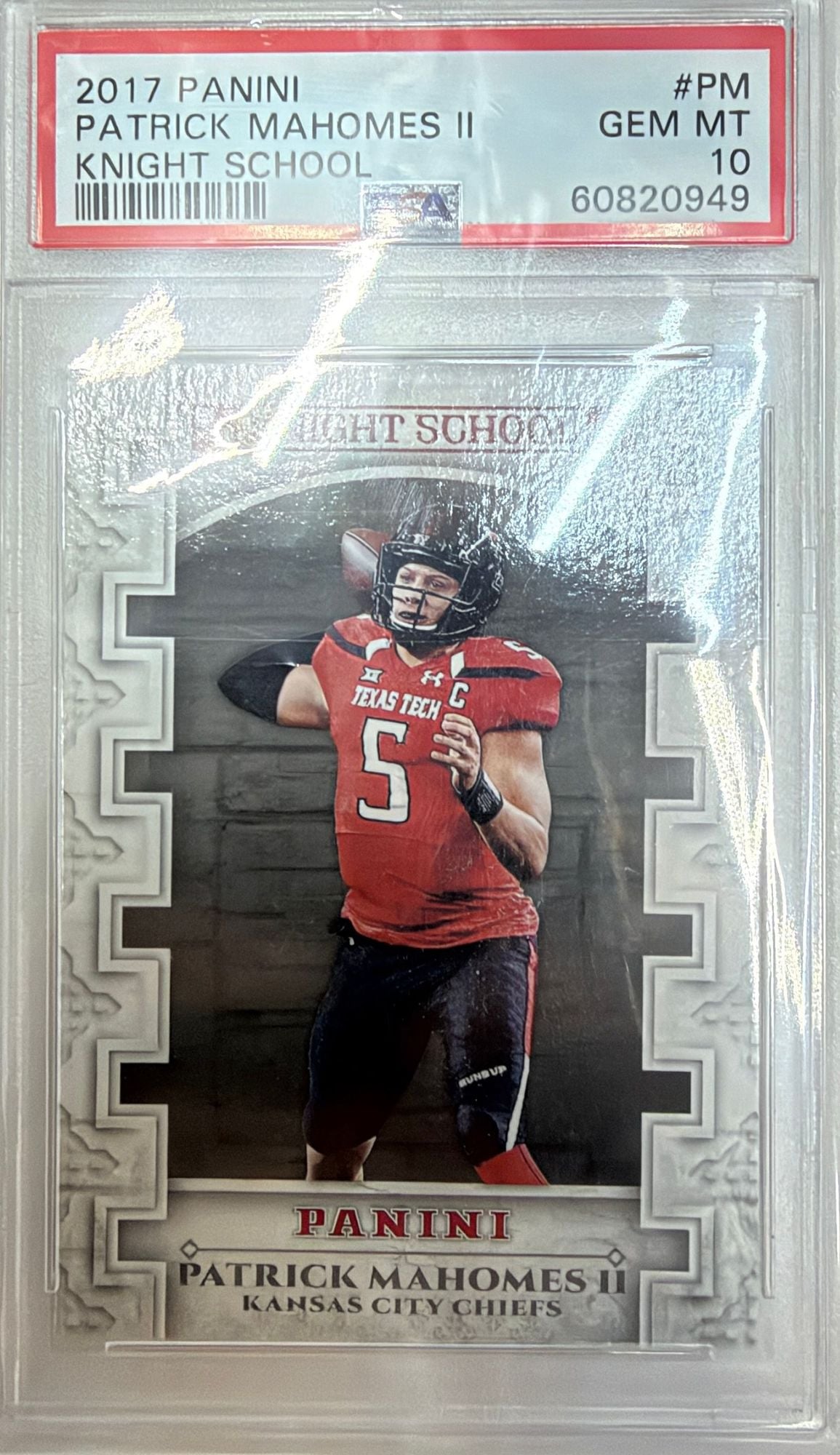 Graded 2017 Panini Patrick Mahomes #PM Knight School Rookie RC Football Card PSA 10 Gem Mint