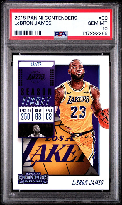 Graded 2019 Panini Contenders LeBron James #30 Basketball Card PSA 10 Gem Mint